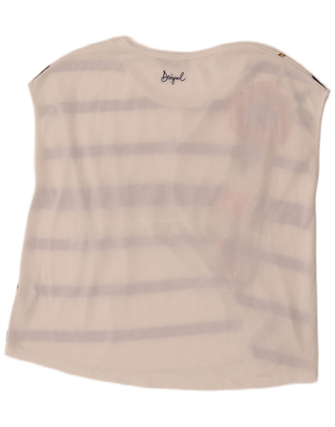 Desigual Kvinder Oversized Grafisk Vest Top UK 10 Small White Floral