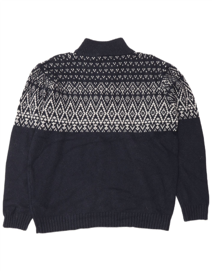 Marks & Spencer Herre Blue Harbor Zip Neck Jumper Sweater Large Navy Blue