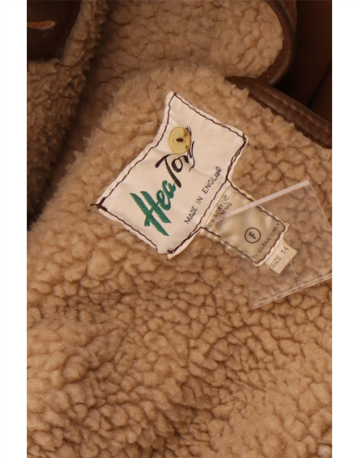HEA TONA Shearling Coat til kvinder UK 14 Medium Brun Akryl