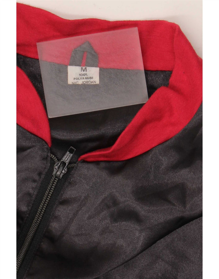 Vintage Bomber Jacket UK 38 Medium Sort Colourblock Polyamid