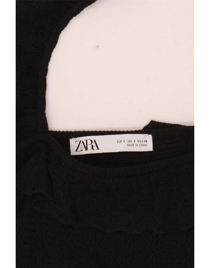 Zara Womens Off Shoulder Crop Top UK 8 Small Black