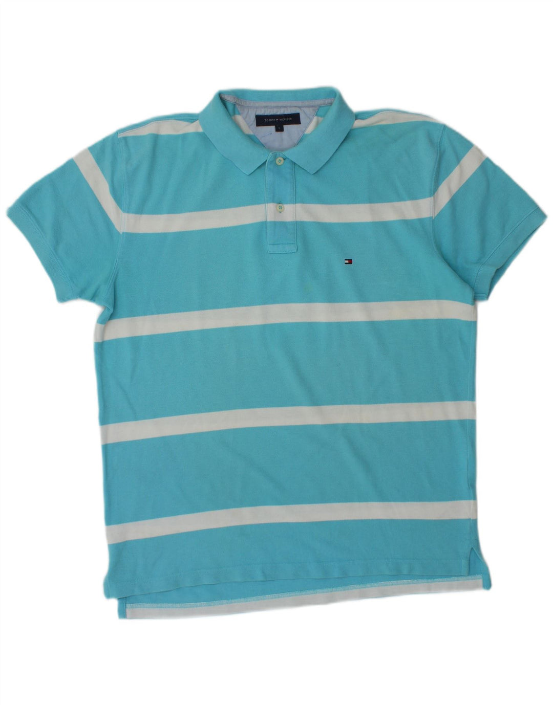 Tommy Hilfiger Herre poloshirt Stor blå stribet bomuld