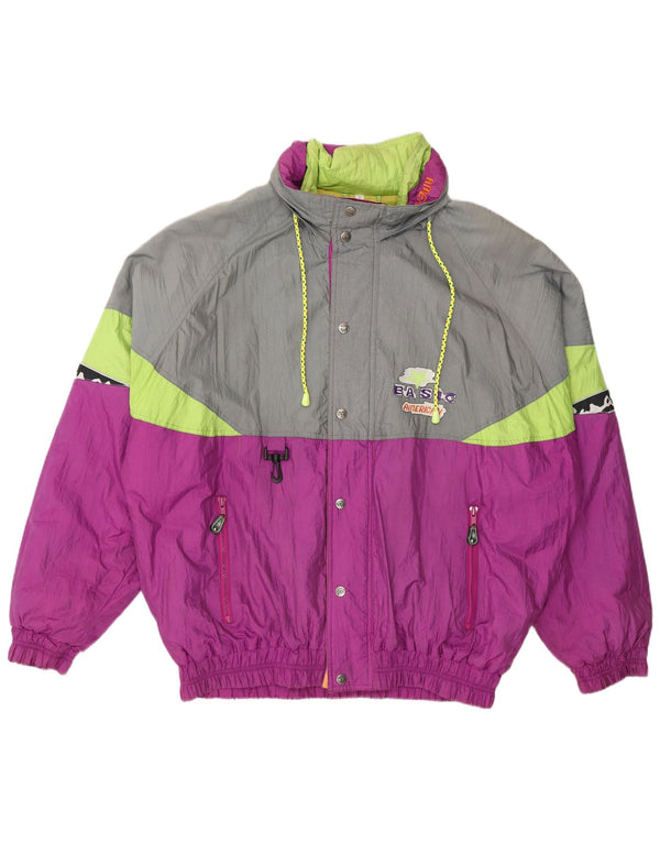 Vintage Mens Loose Fit Windbreaker Jacket UK 40 Large Purple Colourblock