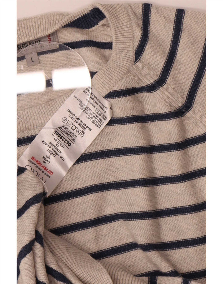 Marks & Spencer Herre Boat Neck Jumper Sweater Stor Grå Stribet