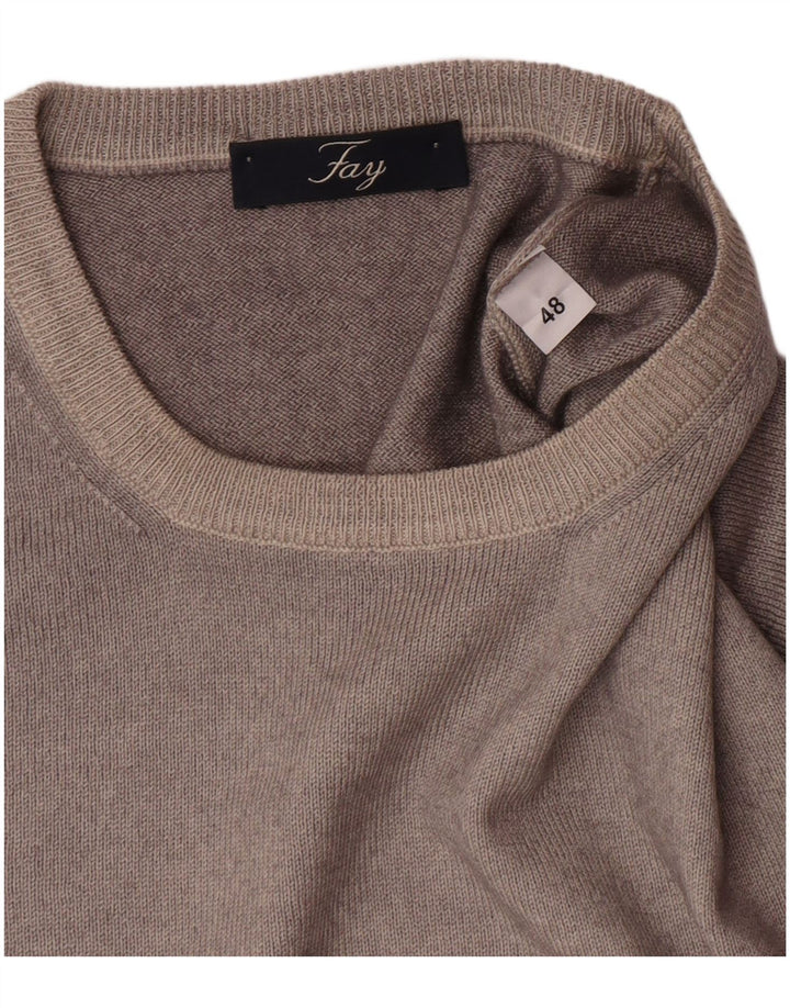 Fay Herre Crew Neck Jumper Sweater IT 48 Medium Grå
