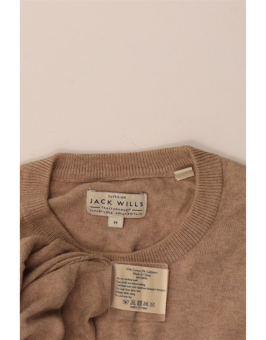 JACK WILLS Herre Crew Neck trøje sweater Medium Beige Flecked Bomuld