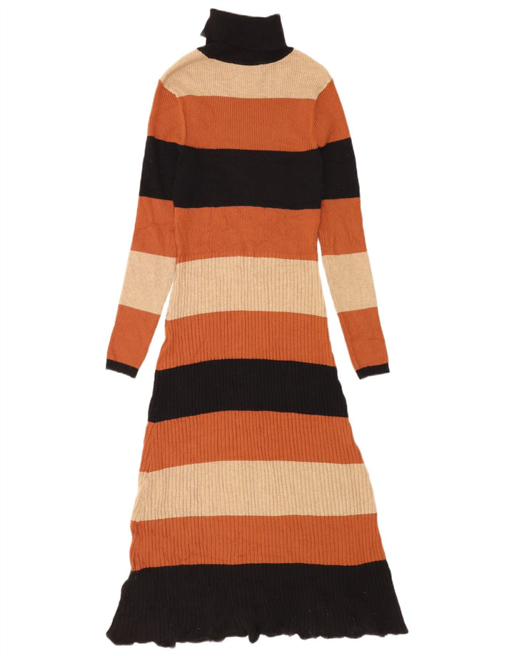 Marks & Spencer Dame Maxi Jumper Kjole UK 12 Medium Brun Stribet