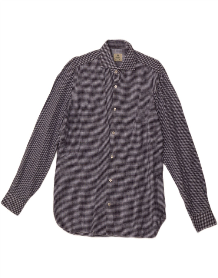 BORRELLI Herreskjorte str. 40 15 3/4 Medium Blue Gingham Cotton