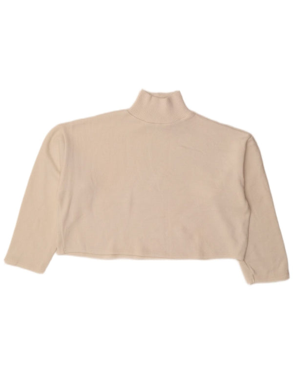 Zara Womens Crop Oversized Turtle Neck Jumper Sweater UK 10 Small Off White