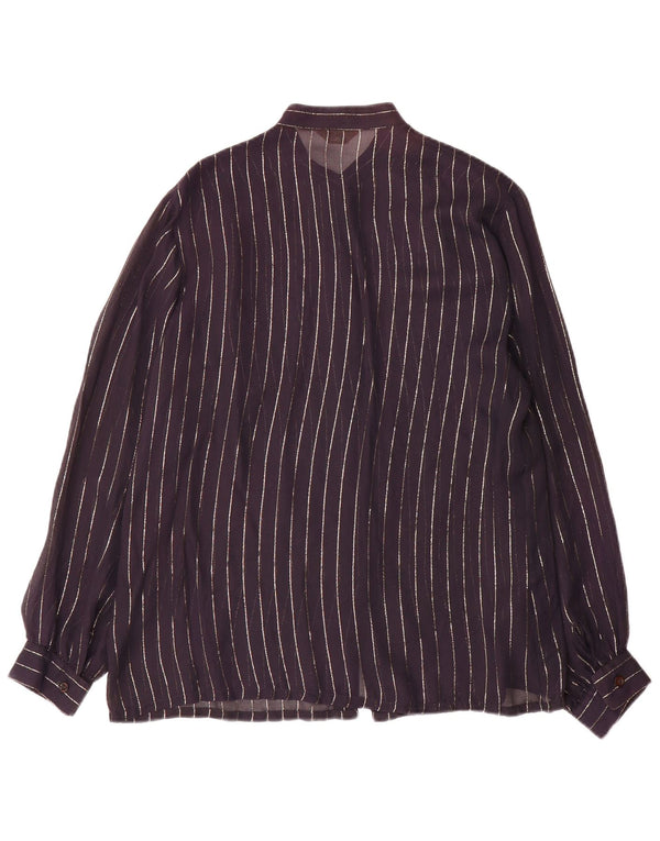 Vintage dameskjorte bluse IT 46 Stor marineblå nålestribe