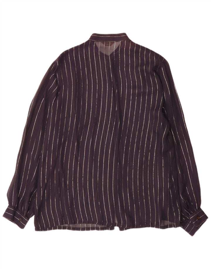 Vintage dameskjorte bluse IT 46 Stor marineblå nålestribe