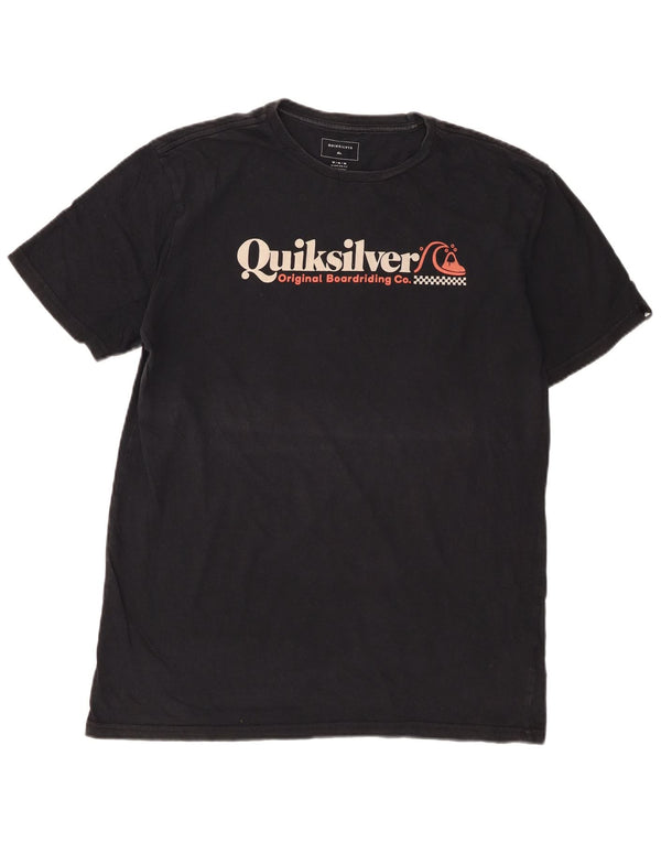 Quiksilver Herre Regular Fit Grafisk T-Shirt Top Medium Sort Bomuld