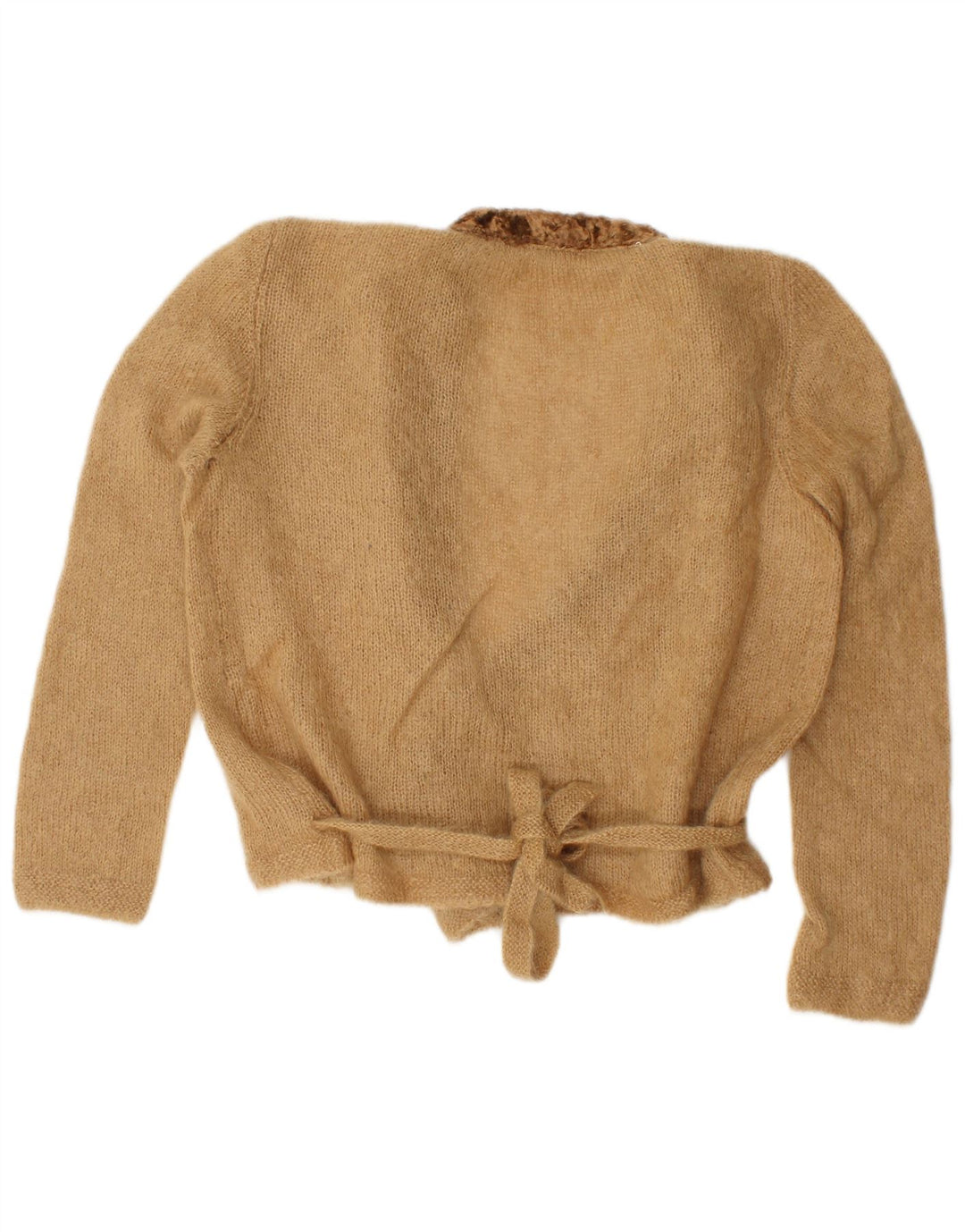 Vintage Kvinders Oversized Crop Wrap Cardigan Sweater UK 16 Large Beige