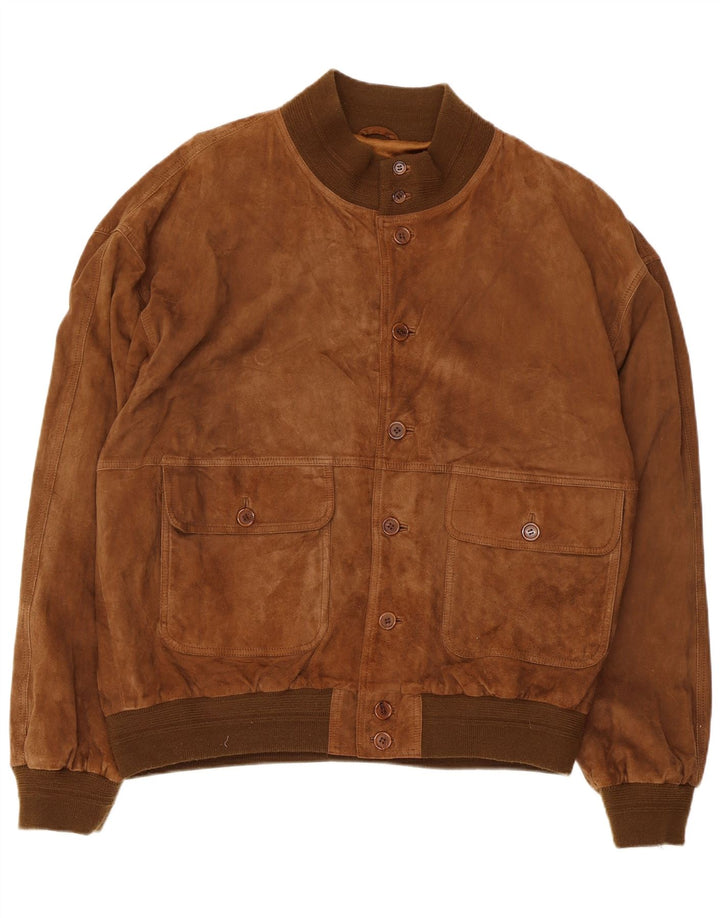 Vintage herre ruskind bomberjakke IT 58 4XL brunt læder
