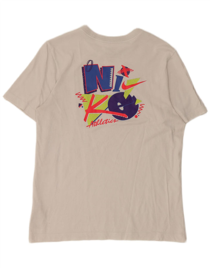 Nike Herre Dri Fit grafisk T-shirt Top Medium Hvid Bomuld