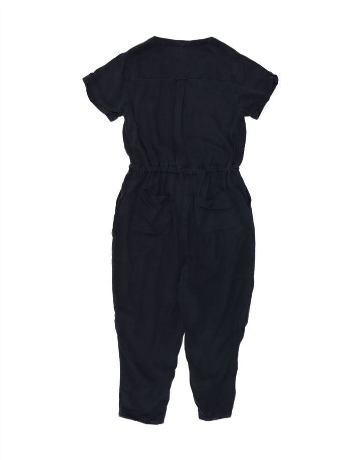 Fat Face Kvinder Kortærmet Jumpsuit UK 12 Medium Navy Blue Lyocell