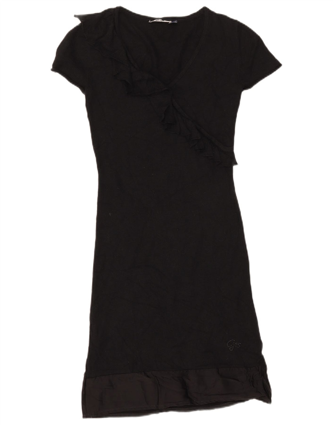 GAS Kortærmet Dame Flæse Front Jumper Dress UK 10 Small Black