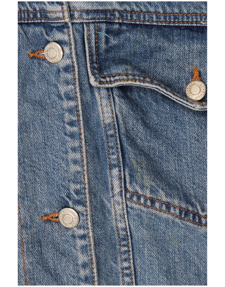 Topshop Dame Oversized Denim Sherpa Jacket UK 10 Small Blue Cotton