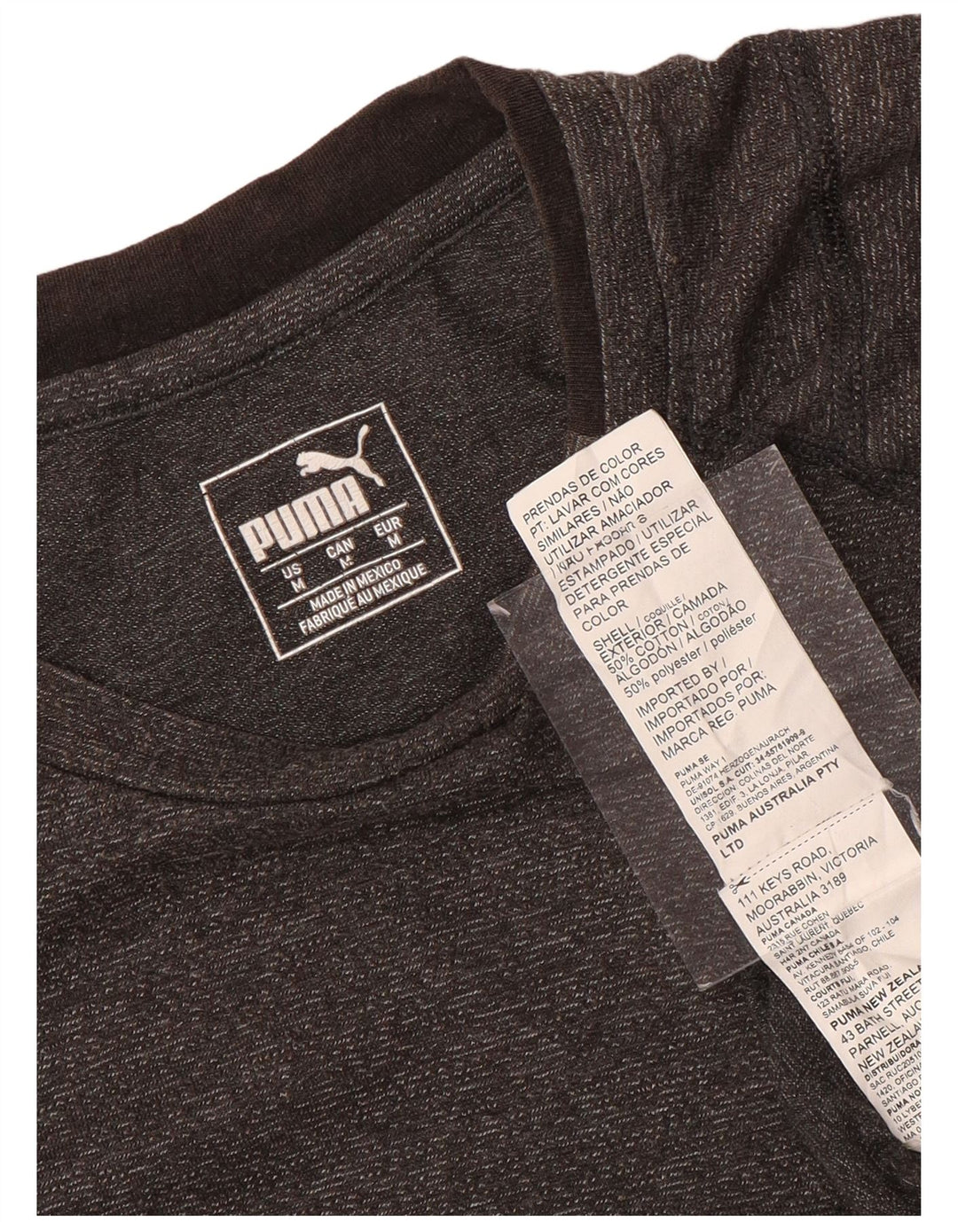 PUMA Herre grafisk T-shirt top mellemgrå flækket bomuld