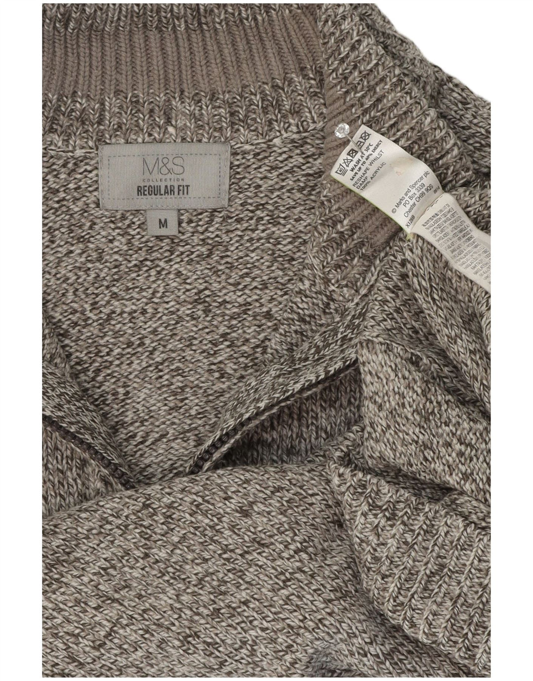 Marks & Spencer Herre sweater med lynlåshals mellemgrå flækket