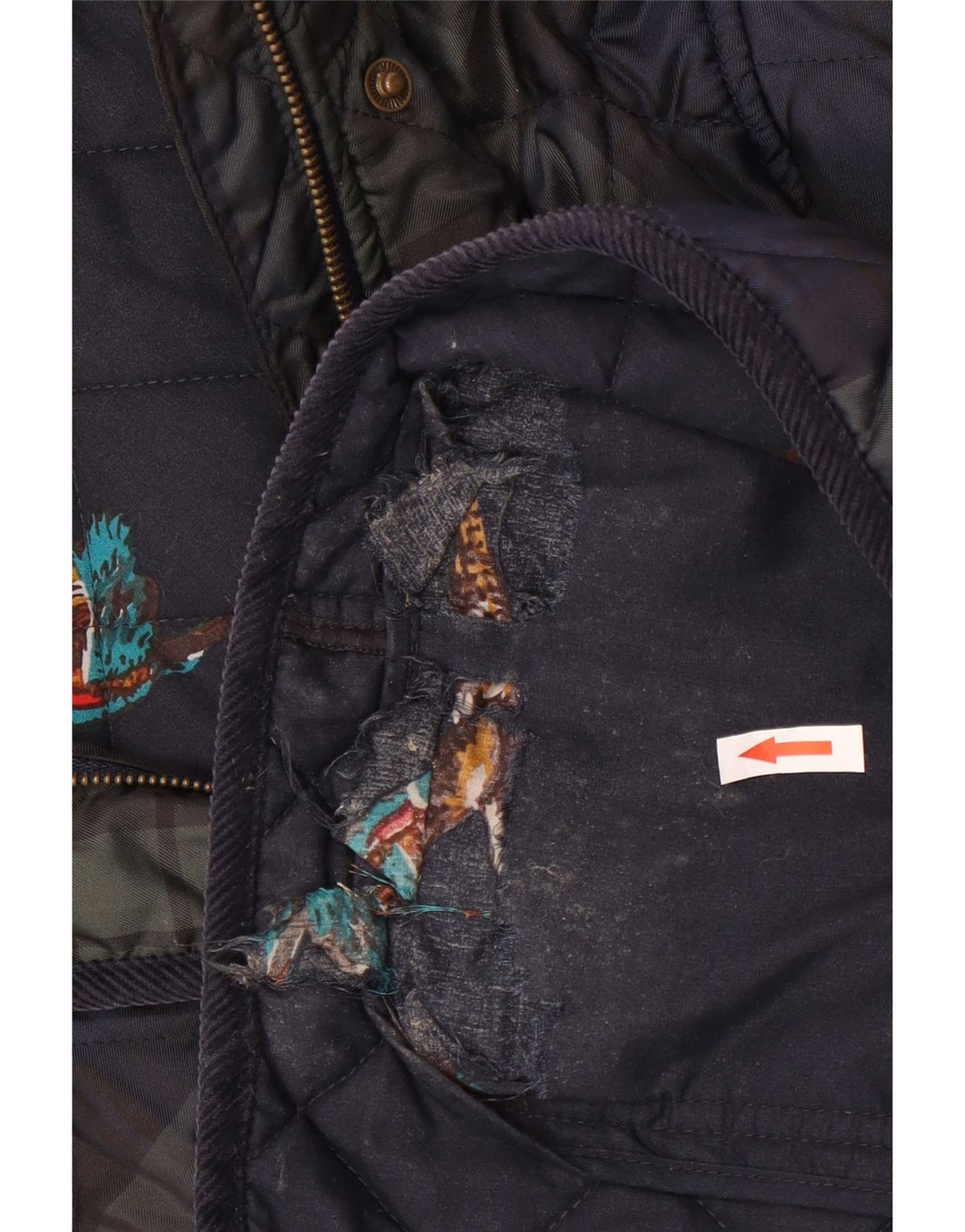 Joules Quiltet jakke til kvinder UK 18 XL marineblå ternet polyester