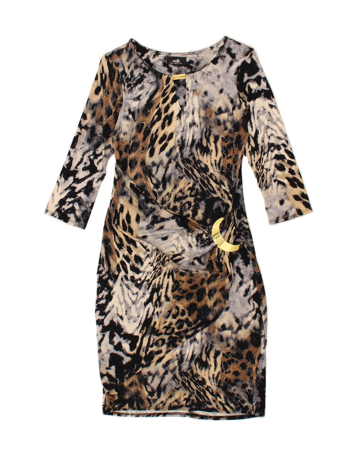 WALLIS Womens Bodycon Dress UK 10 Small Multicoloured Animal Print Vintage Wallis and Second-Hand Wallis from Messina Hembry 