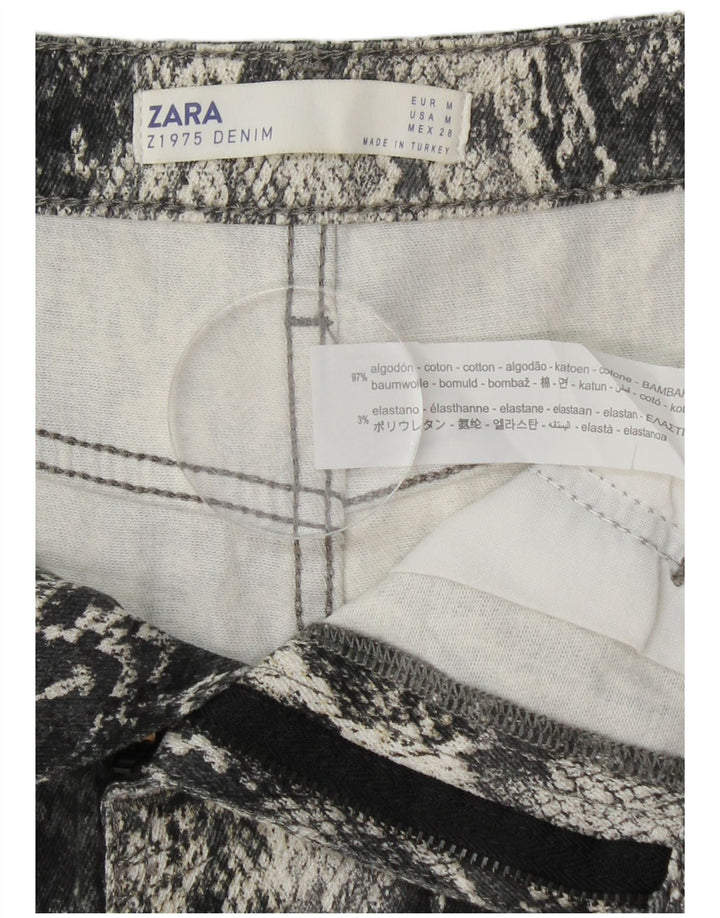 ZARA Mini-nederdel til kvinder Medium W30 Grå Animal Print Bomuld