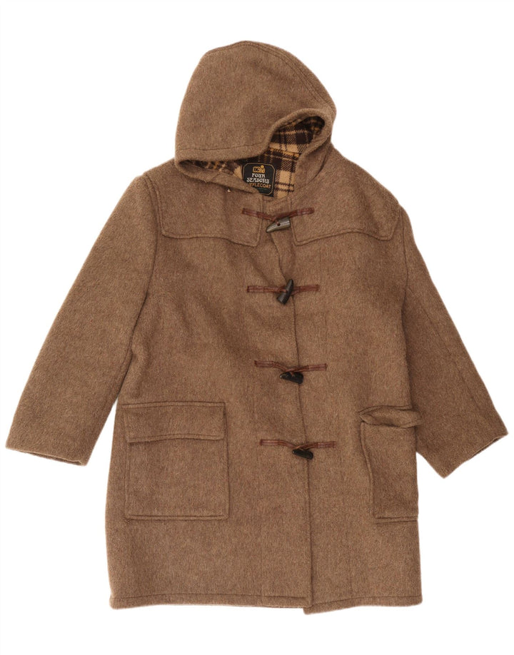 Four Seasons Dame Hætte Oversized Duffel Coat UK 18 XL Beige Uld