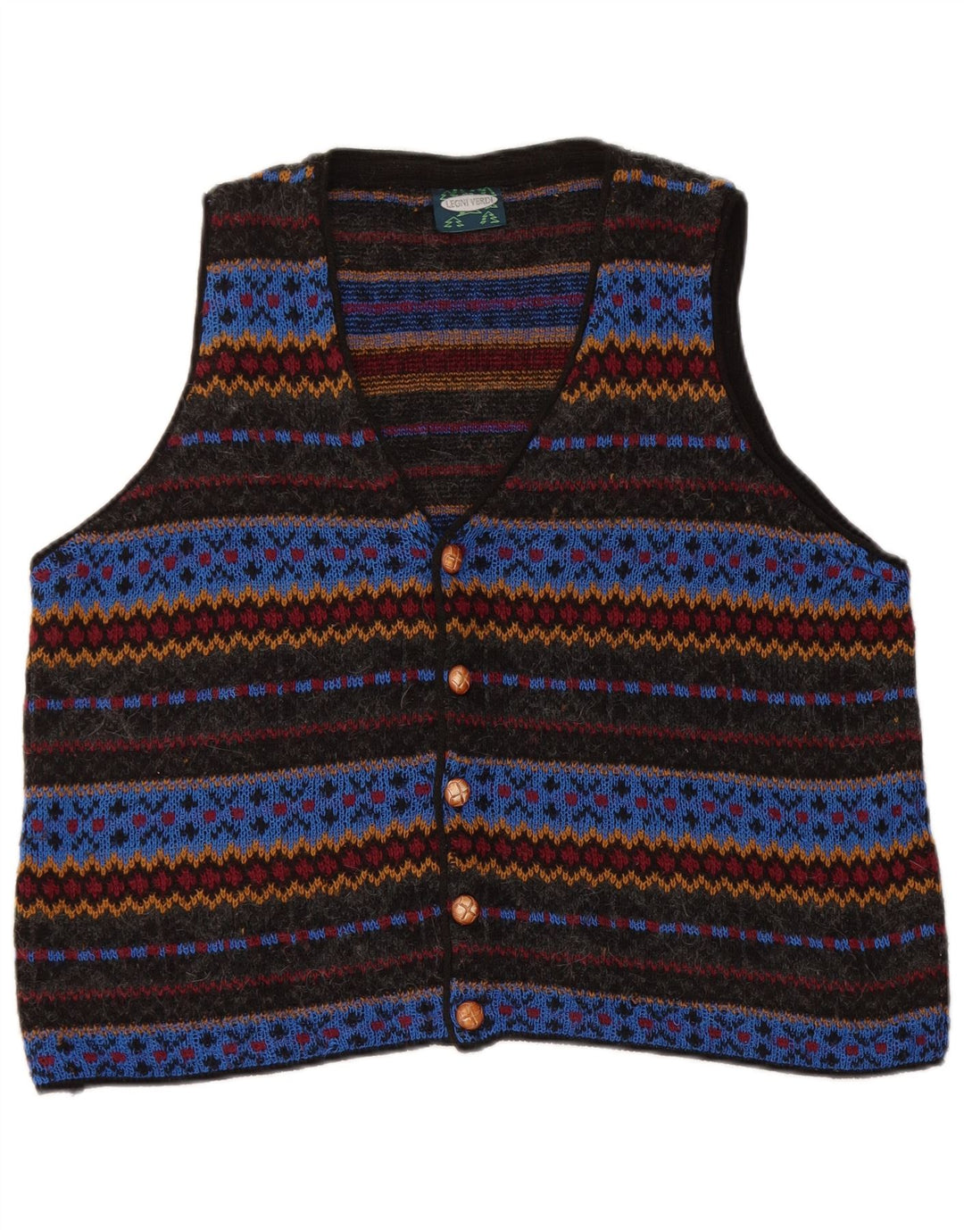 Vintage strik vest for mænd Stor flerfarvet geometrisk