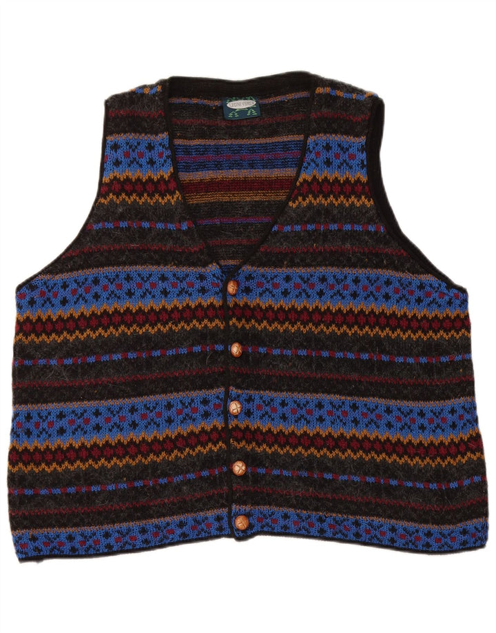 Vintage strik vest for mænd Stor flerfarvet geometrisk