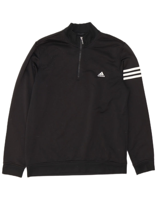 Adidas Herre Climalite Sweatshirt med lynlås, medium sort polyester