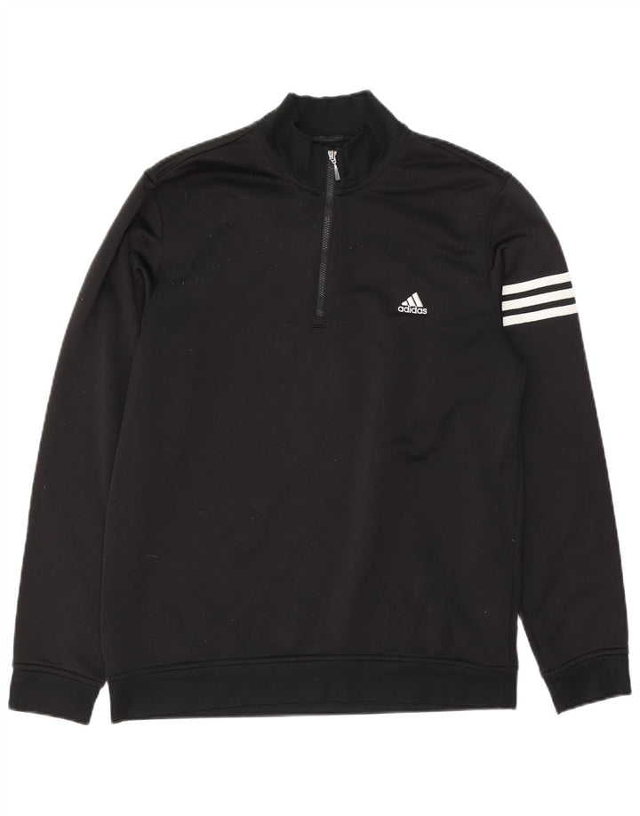 Adidas Herre Climalite Sweatshirt med lynlås, medium sort polyester
