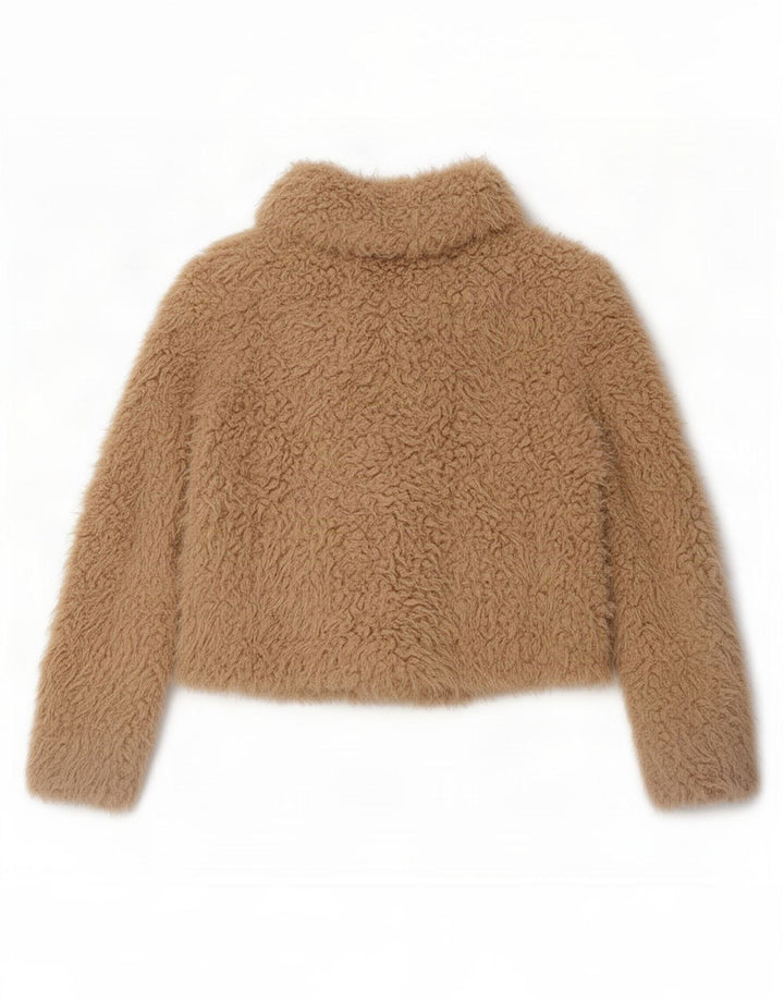 Zara Dame Teddy Bear Bomber Jacket UK 14 Medium Beige