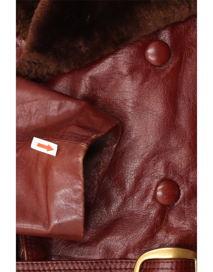 Vintage Herre Shearling Læderfrakke UK 38 Medium Brun Læder