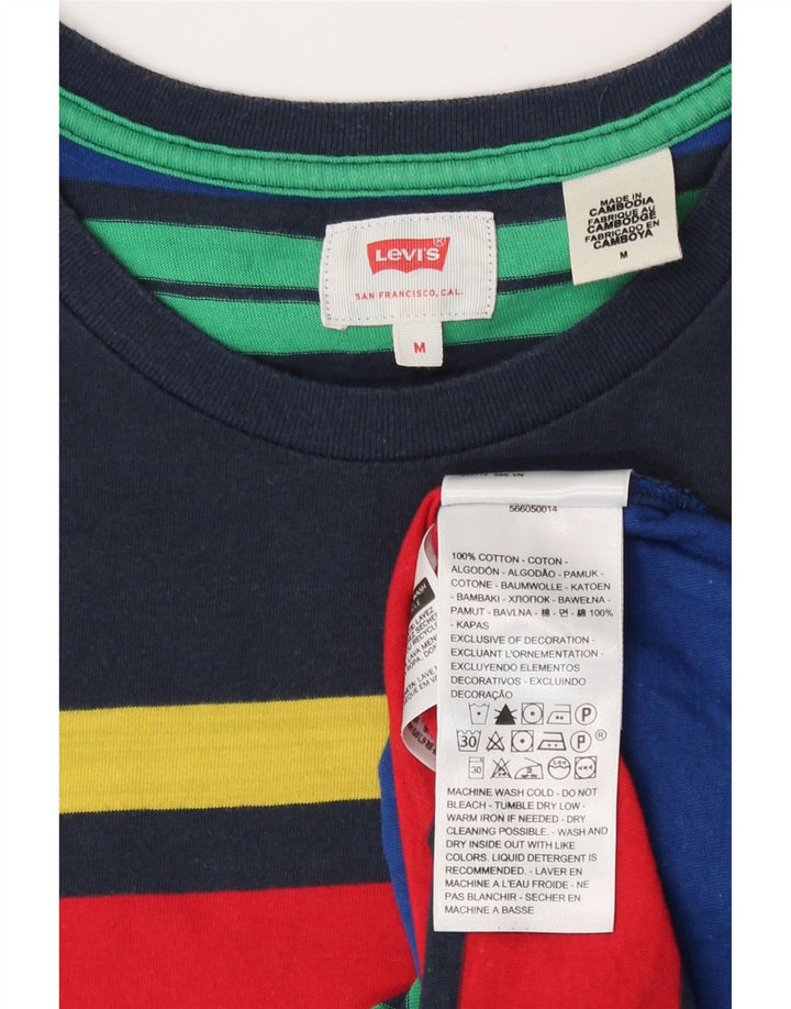 Levi's T-shirt top til kvinder UK 14 Mellem marineblå stribet bomuld