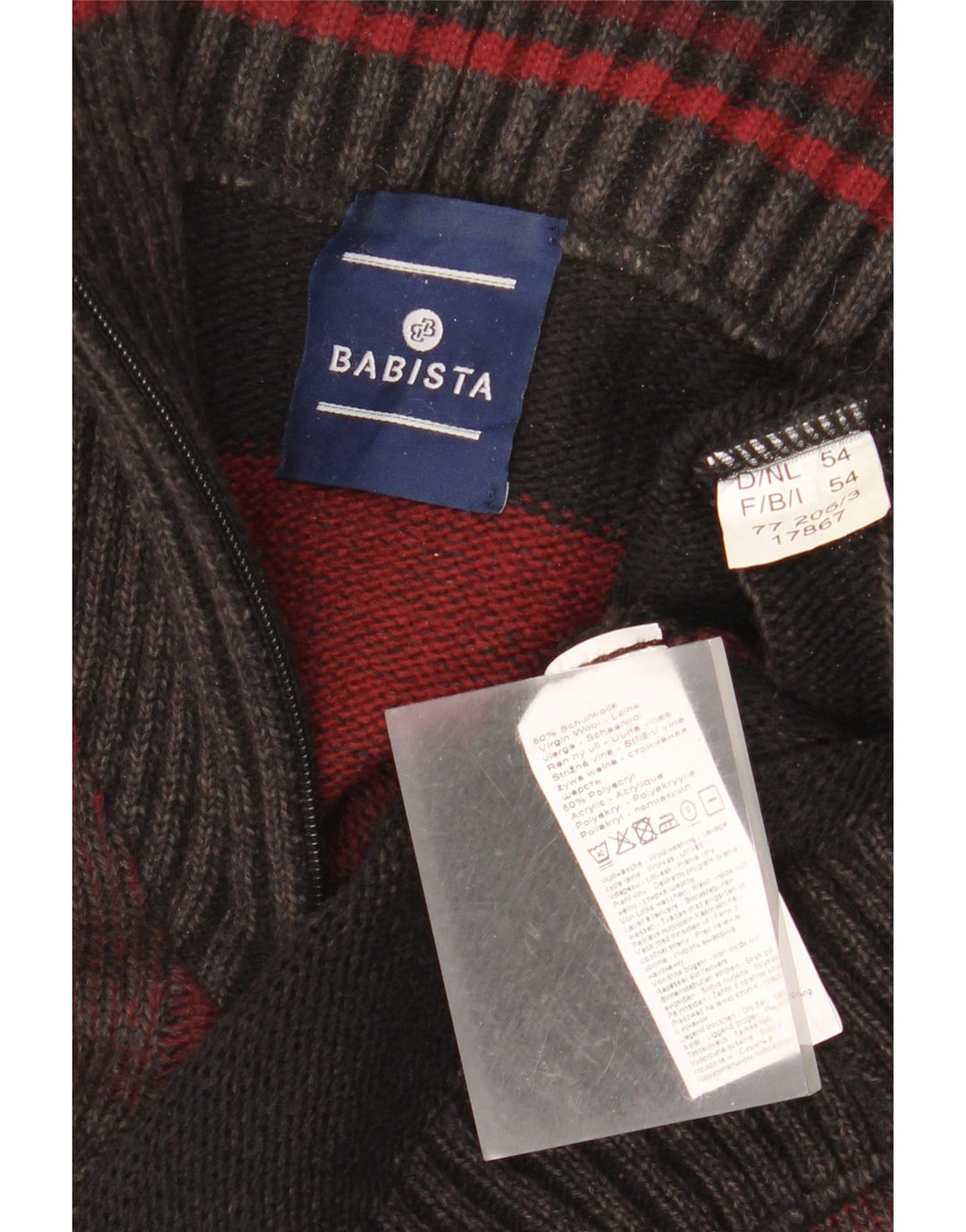 BABISTA Herre Zip Neck Jumper Sweater IT 54 XL Flerfarvet Stribet