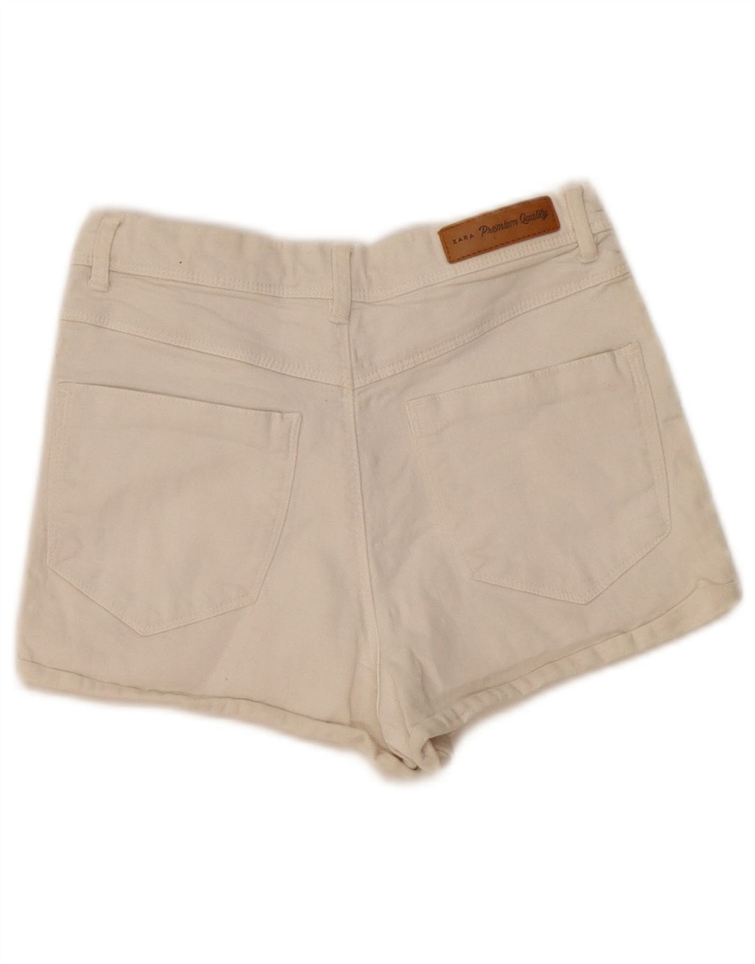 Zara Dame Denim Shorts EU 34 2XS W24 Hvid