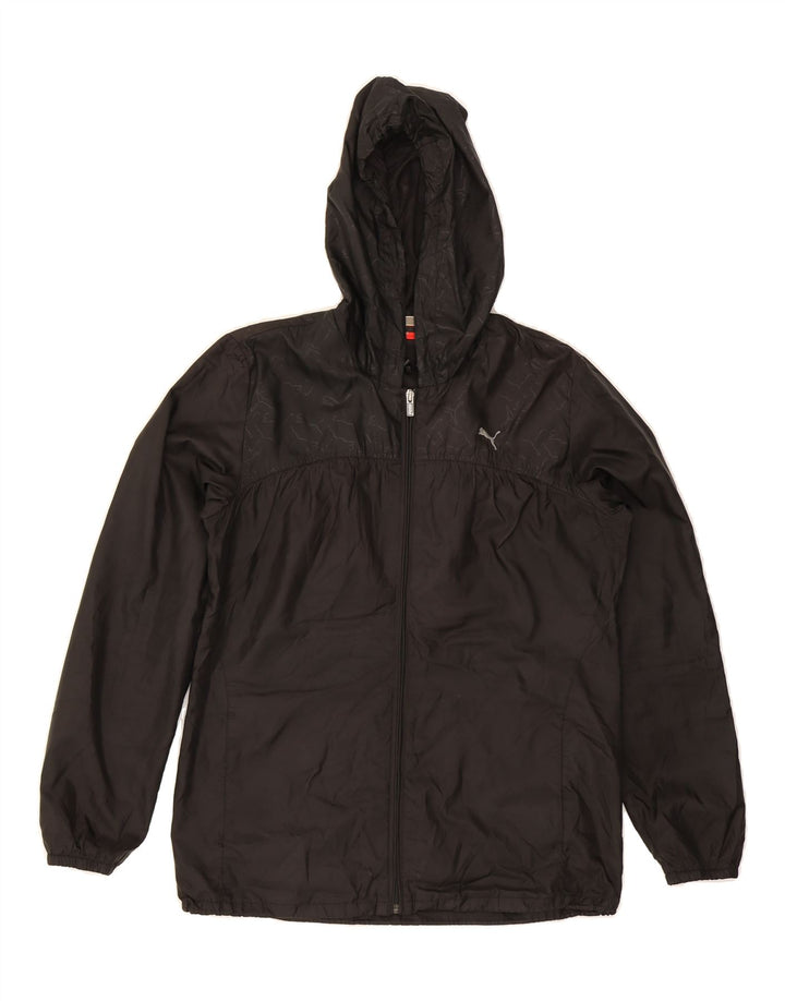 PUMA Womens Hooded Rain Jacket UK 14 Large  Black Vintage Puma and Second-Hand Puma from Messina Hembry 