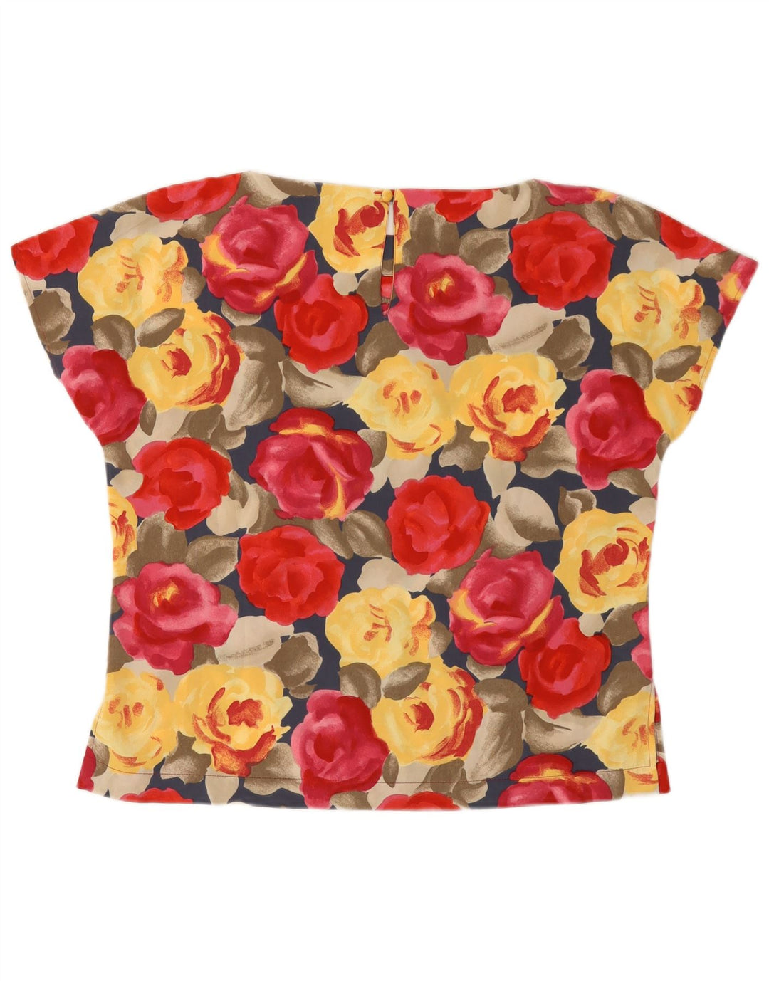 Vintage damebluse top IT 46 stor flerfarvet blomsterpolyester