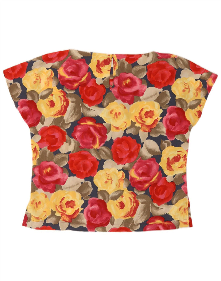 Vintage damebluse top IT 46 stor flerfarvet blomsterpolyester