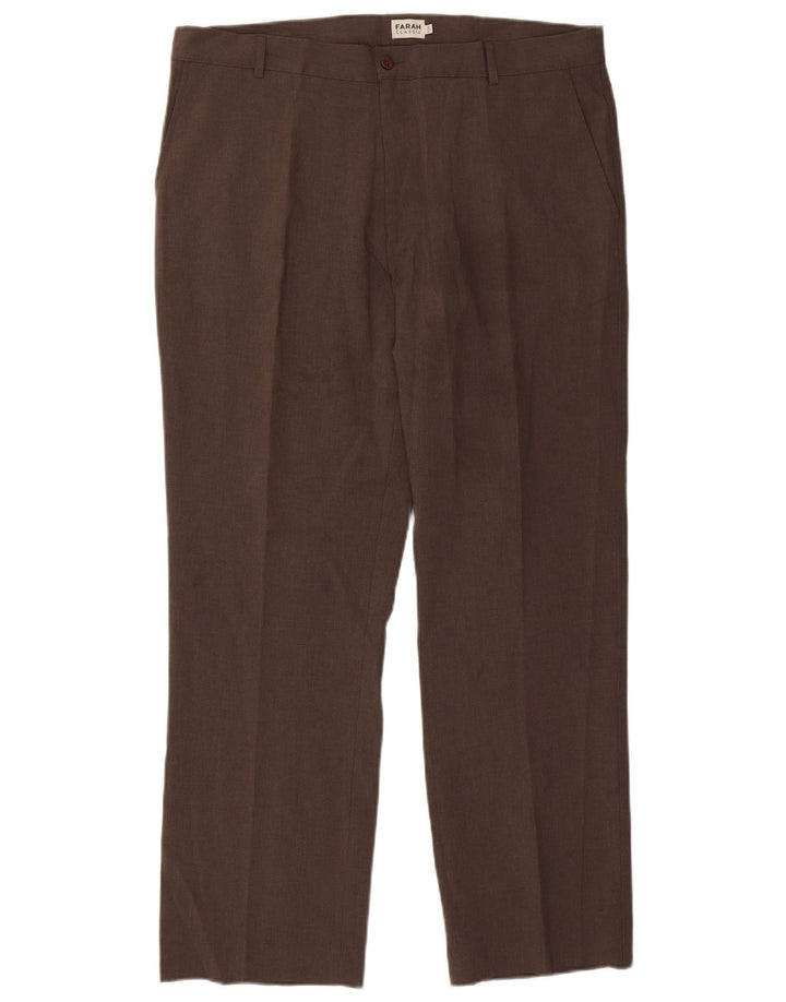 Farah Lige Chinobukser til mænd W40 L31 Brun polyester