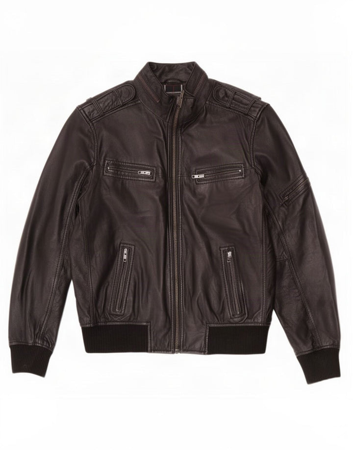 BARNEYS Military Læderjakke til mænd UK 38 Medium Sort