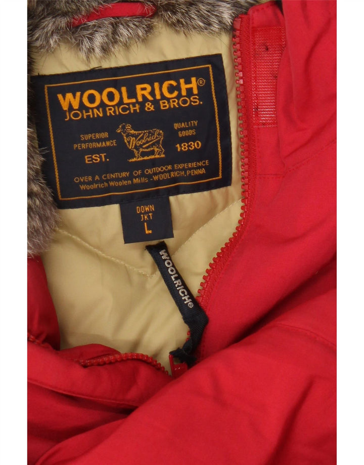 Woolrich hættejakke til kvinder UK 16 Stor rød bomuld