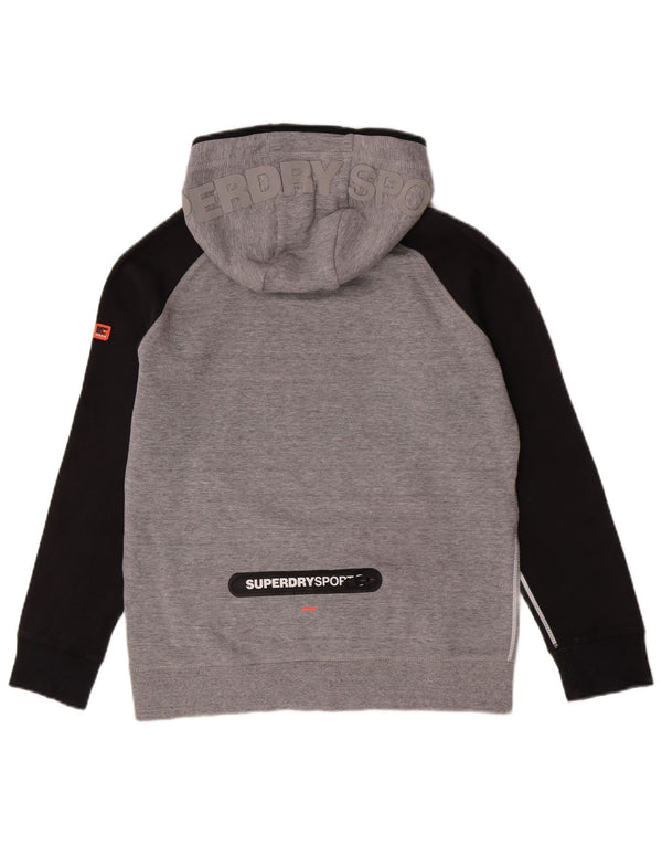 Superdry grafisk hættetrøje til kvinder UK 18 XL Grå Colourblock Bomuld