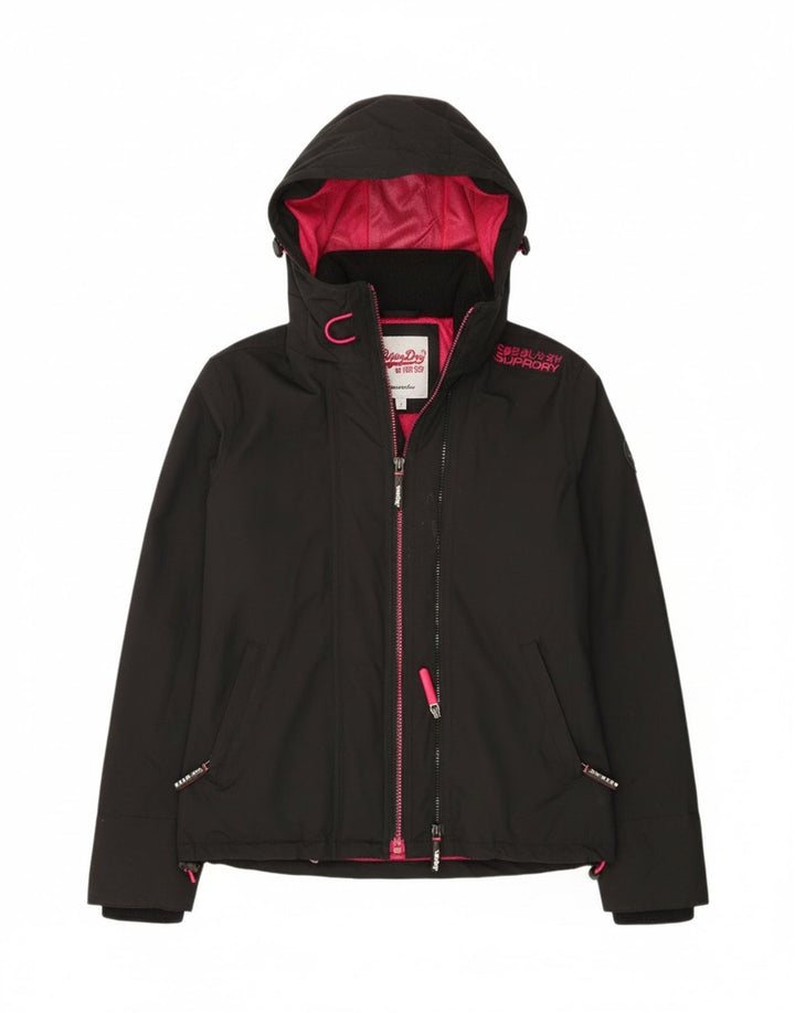 Superdry Windcheater Regnjakke med hætte til kvinder UK 10 Lille sort nylon