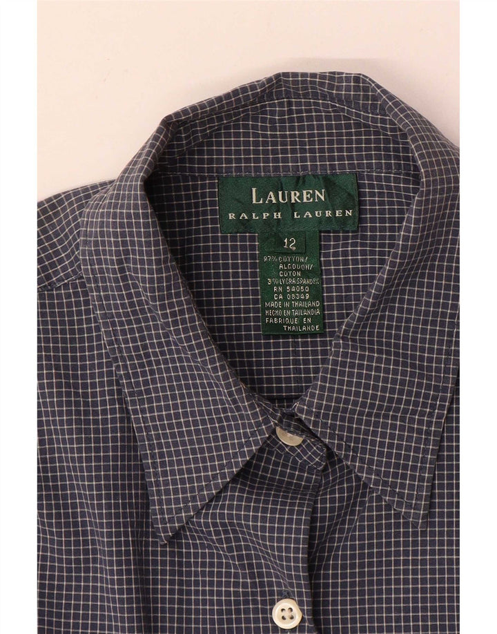 Ralph Lauren Dameskjorte US 12 Stor marineblå ternet bomuld