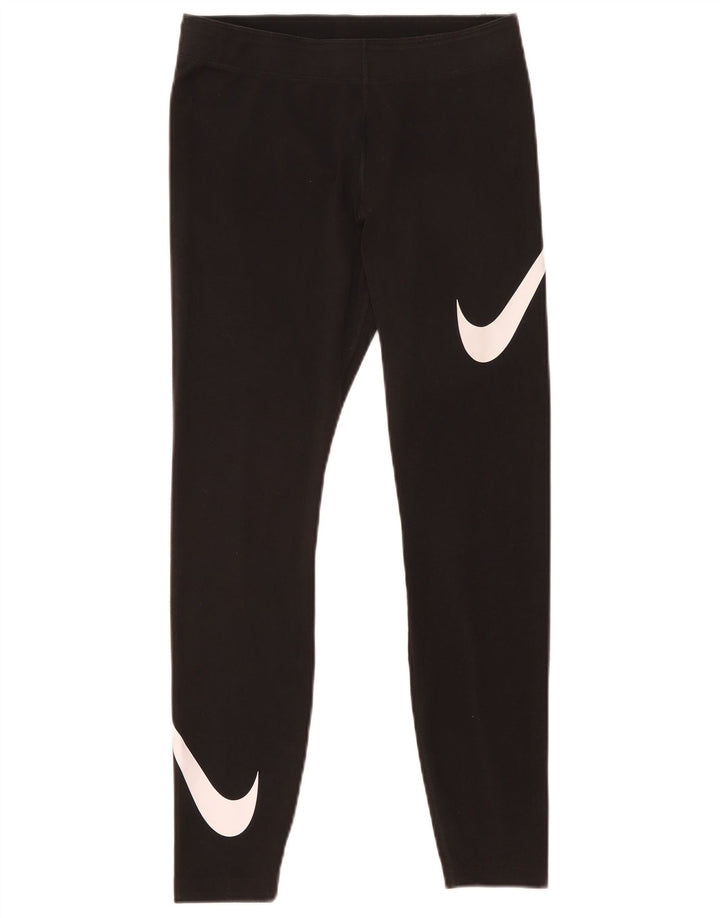 Nike Dame Grafiske Leggings UK 12 Medium Sort Bomuld