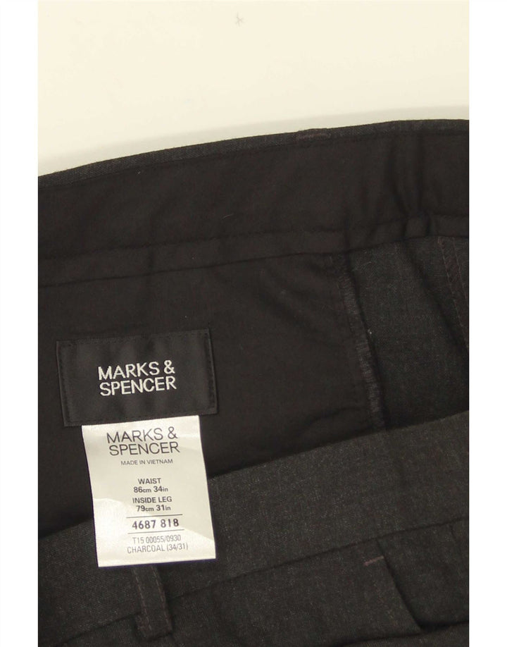 Marks & Spencer Herre Pegged Suit Bukser W34 L31 Grå Polyester