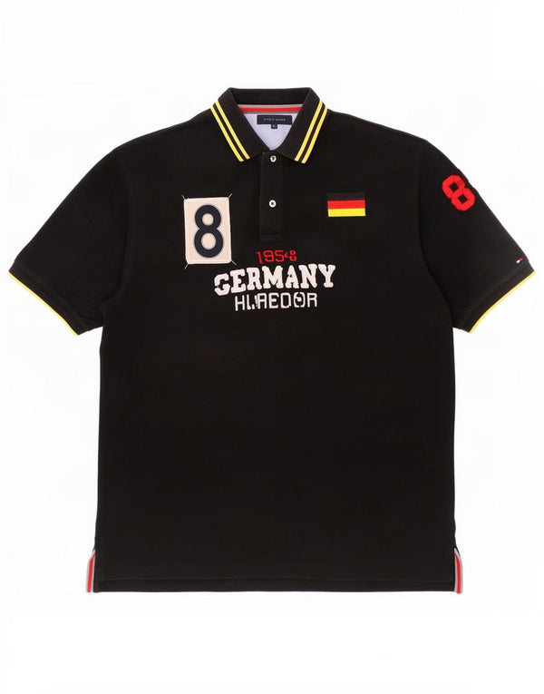 Tommy Hilfiger Herre grafisk poloshirt 2XL sortstribet bomuld
