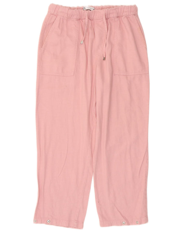 Zara Womens Loose Fit Cropped Trousers Medium W28 L25 Pink Bomuld